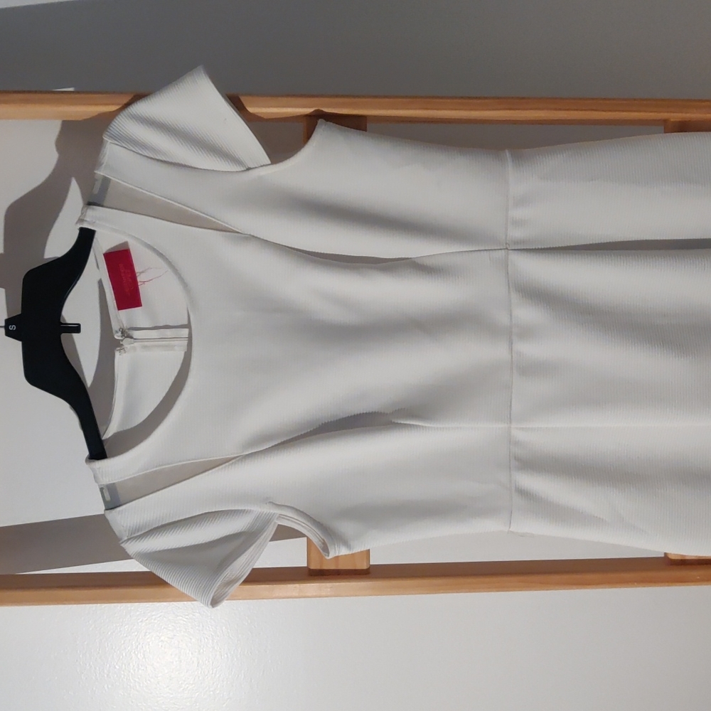 3/$12 White dress with mesh shoulder detail